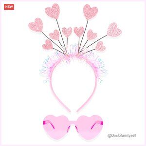 Glitter Heart Headband with Sunglasses Set Cute Valentine's Day Accessories
